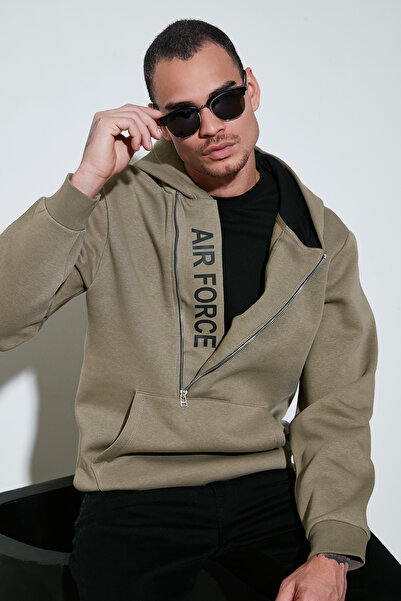 Buratti Cotton Slim Fit Kangaroo Pocket Zipper Detailed Hooded Collar Sweat M...