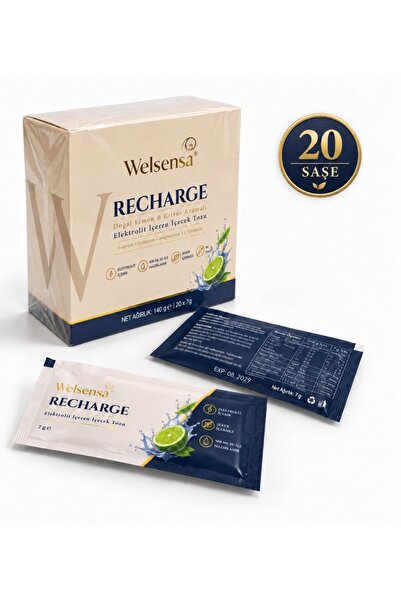 Welsensa Recharge 20 Saşe Elektrolit İçeren İçecek Tozu Doğal Limon & Citrus ...