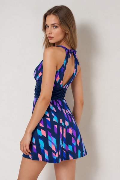hazelin Women's Multicolor Dress with Shorts Swimsuit Hzl26S-Ar19211