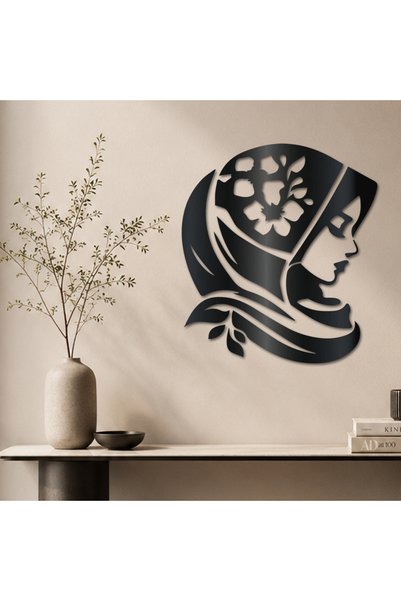 KHUBARA' AL-ALWAN منحوتة أكريليك - إمرأه محجبه - AC-312026028-مقاس 60*50 - أسود
