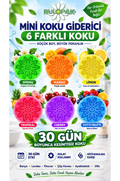 Rulopak Mini Lavabo Pisuvar Süzgeci Koku Giderici 6 Adet Tanışma Paketi