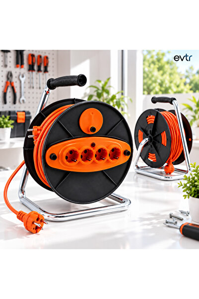 EVİMİST Profesyonel Makaralı Uzatma Kablosu – 3x2.5 mm² Kalın Bakır Kablo, 20...