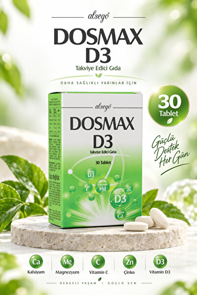 DOSMAX D3 Alsego Kalsiyum Magnezyum C Vitamini Çinko ve D3 İçeren Takviye Edi...