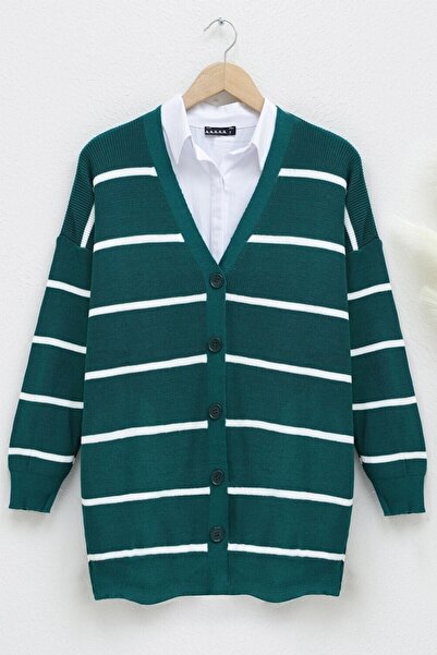 Modamorfo Gestreifter Cardigan mit Knöpfen