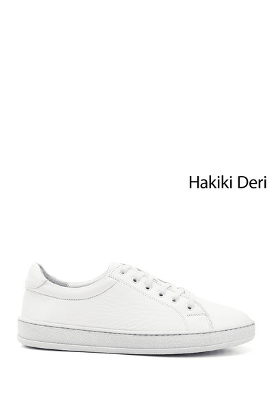 GÖNDERİ(R) Kadın Beyaz Lastik Bağcıklı Hakiki Deri Sneaker