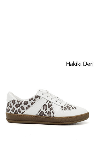 GÖNDERİ(R) Kadın Beyaz Lastik Bağcıklı Hakiki Deri Sneaker