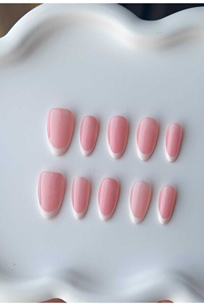 Store Takma Tırnak - Almond Classic French 10'lu Lütfen Tırnak Ölçünüzü Mesaj...
