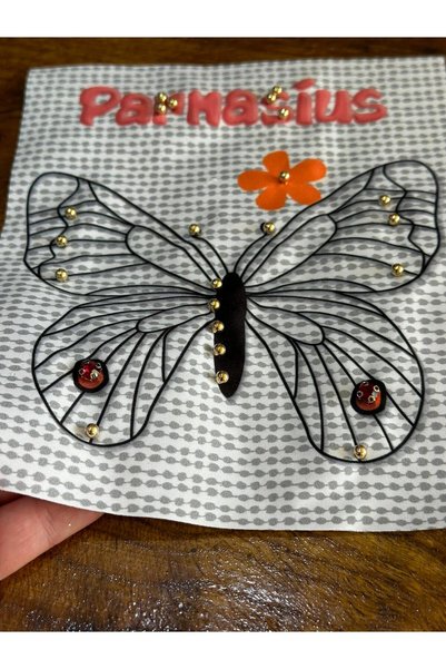 Gönülden Tasarım RED STONE EMBELLISHED BUTTERFLY EMBLEM SEWING APPLIQUE