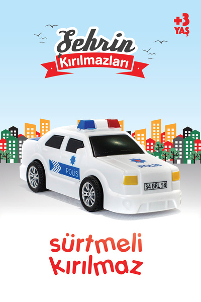 Birlik Oyuncak Şehrin Kırılmazları Sürtmeli Polis Arabası