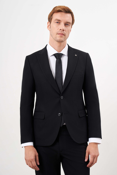 Morven Men's Black Basic Plain Slim Fit 3-Piece Suit Slim Fit Shirt Plain Tie