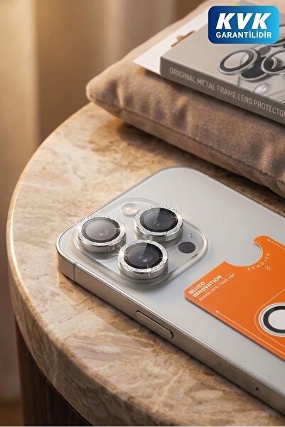 BLUEO Camera Lens Protector for iPhone 16 Pro Max / 16 Pro Silver Stone Metal...