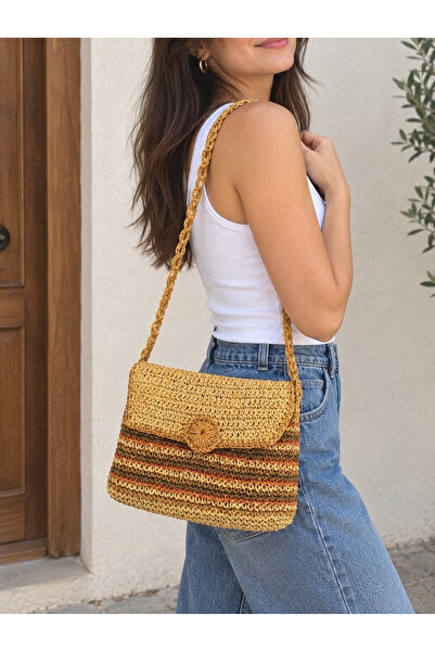 EHF LifeStyle Bohem Paper Thread Hand-Knitted Linered Shoulder Bag