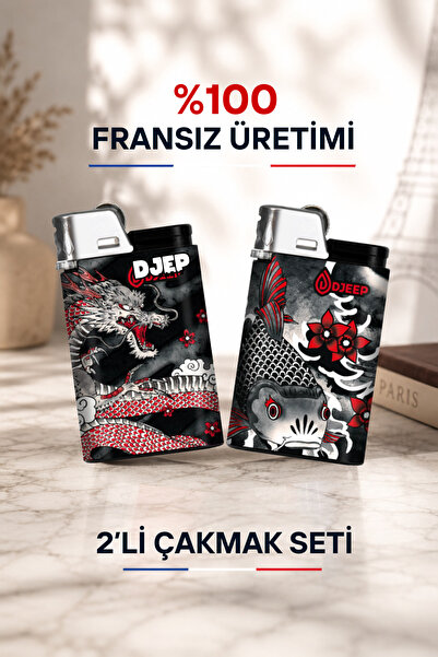 DJEEP Myths Seri Baskılı Taşlı Çakmak -2'li Set –Estetik Tasarım - Made in Fr...