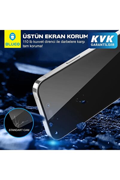 BLUEO iPhone 15/16 Uyumlu Anti Static HD Clear Çerçevesiz Cam Ekran Koruyucu ...