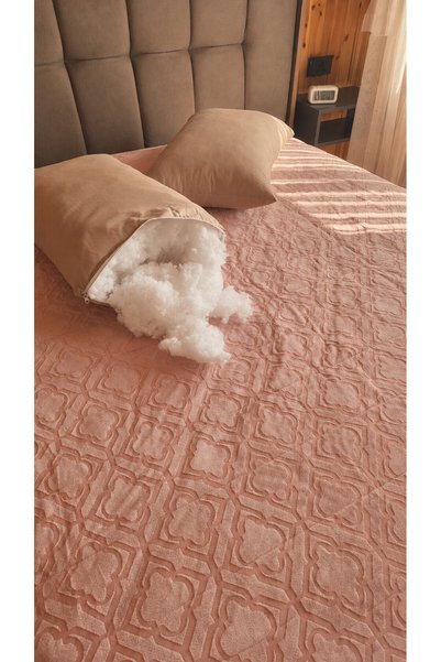 Yorgancızade - 1000 Gr %100 Pamuk Dokulu Boncuk Silikon Dolgulu Fermuarlı 2'li Yastık Seti