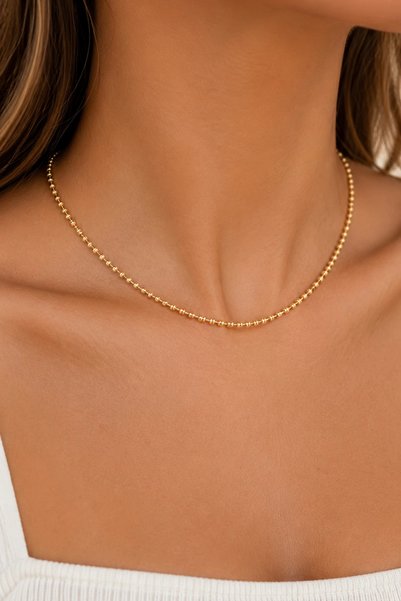 Semtim Kuyumculuk 316L Çelik Premium Altın Kaplama 75 cm Küre Detaylı Uzun Ka...