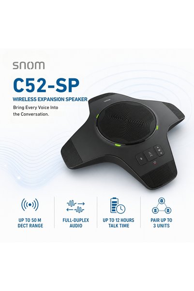 Snom C52-SP Wireless Expansion Speakerphone -DECT,Full-Duplex HD Voice,Up to ...