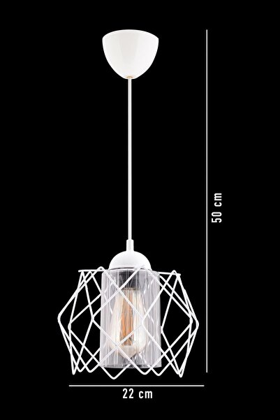 Trend Kitchen Modern Elegante Tekli Beyaz Şeffaf Mika Camlı Salon Mutfak oturma Odası Hol Avize Aydınlatma