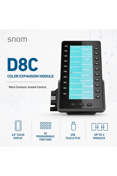 Snom D8C Color Expansion Module - 6.8-Inch TFT Screen,60 Programmable Buttons...