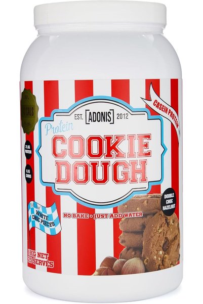 Adonis Gear Protein Cookie Dough, Double Choc Hazelnut, 1 kg, High Protein Snack And Increase Muscle Mass And Strength