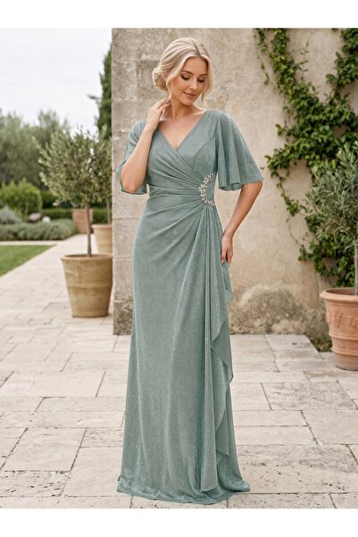 FaBe Fashion KISA VOLAN KOLLU KRUVAZE YAKA BELİ TAŞ AKSESUARLI SİMLİ ÖRME ABİ...