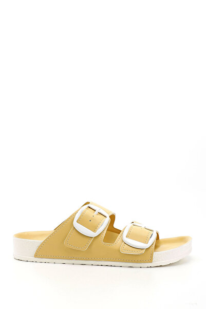 GÖNDERİ(R) Women/Girls Yellow Buckle Casual Slippers