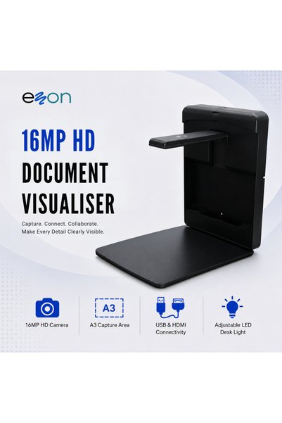 eZon Document Visualiser 16MP - HD Document Camera, A3 Visual Presenter, USB/...