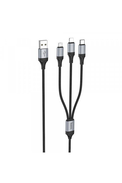 hoco. Cablu Incarcare USB-A - Lightning / microUSB / USB-C HOCO X102 3in1, 18...