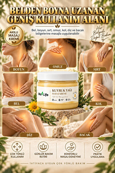 İlla Life Kuyruk Yağlı Premium Massage Comfort Ferahlatıcı Mentollü Arnika Biberiye Okaliptüs ve Kafur İçerikli Özel Formül Bel Boyun Bacak Sırt Diz Omuz İçin Kas Eklem Rahatlatıcı Akıllı Masaj Kremi 120 ML