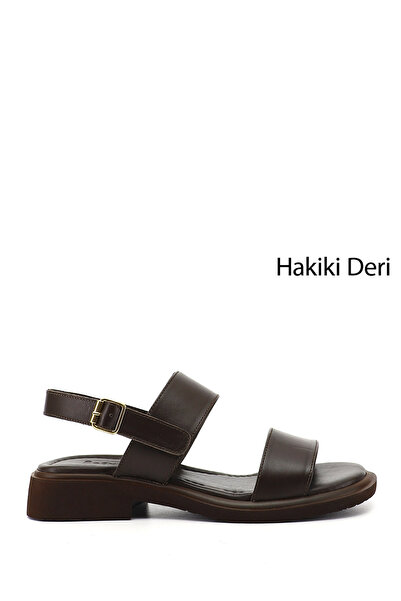 GÖNDERİ(R) Kadın Kahverengi Tokalı Bantlı Hakiki Deri Sandalet