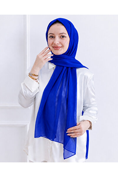 ŞALSERA شال يوريو شيفون، أزرق ساكس 75 × 180 سم
