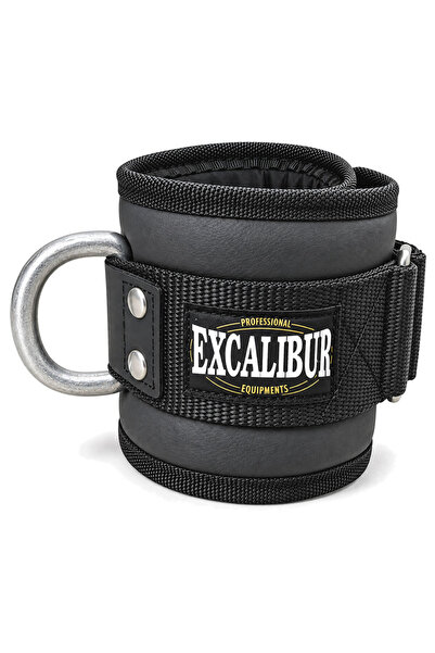 Excalibur حزام معصم للياقة البدنية من الجلد الطبيعي - أسود اللون