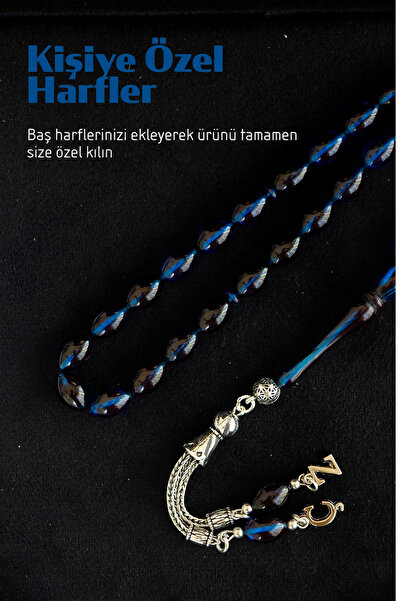 Tesbih Otağı Kişiye Özel Harfli Ateş Kehribar Tesbih – Premium Kutulu Hediye Tesbih Seti - Sertifikalı Kehribar