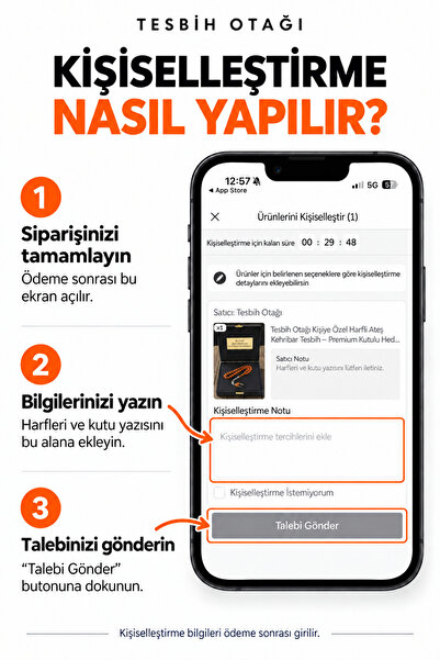 Tesbih Otağı Özel Harfli Ateş Kehribar Tesbih – Premium Özel Kutulu Hediye Seti - Sertifikalı Kehribar