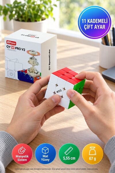 TOYFEST QiYi M Pro V2 Flagship Manyetik Rubik Küp 3x3 Stickerless Profesyonel...