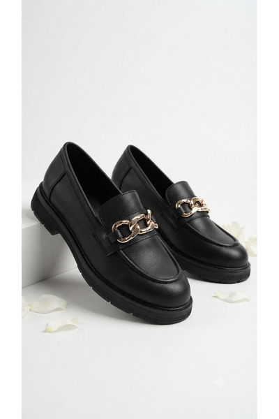 PATİK BEBE Girl's Black Buckle Loafer Martinez School Shoes