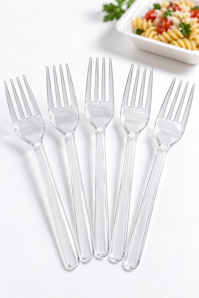 Özkan Ambalaj Temizlik 1 Pack 100 Pcs Plastic Eco Medium Thick Dinner Fork Disposable Fork