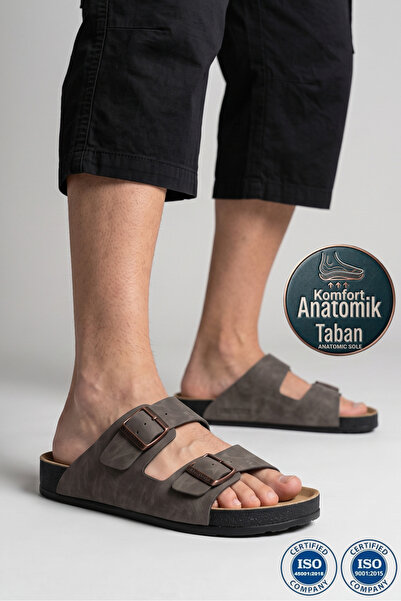 Roy Jones Breezestep Ergonomic Two-Buckle Men's Summer Slippers Gray