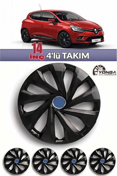 YONGA OTO AKSESUAR RENAULT CLİO 3 14 İnç Kırılmaz Jant Kapağı 4 Adet Piano Bl...