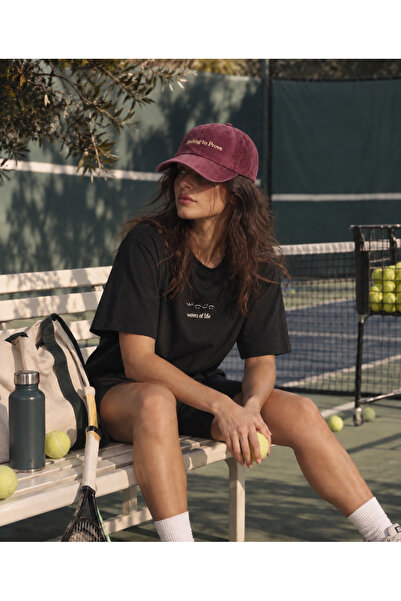 Loome Waves of Life Nakışlı Oversize Siyah T-Shirt Unisex