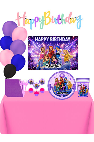 HAPPYLOOPPARTY Manifest Manifest Kız Grubu 16 Kişilik Doğum Günü Parti Süsler...