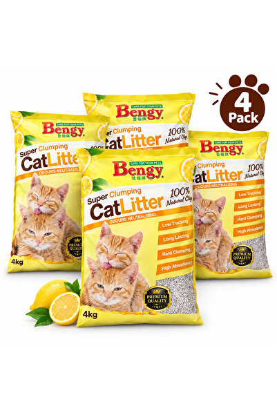 Bengy Cat Litter Premium Lemon Scent 4 Kg Pack of 4pcs