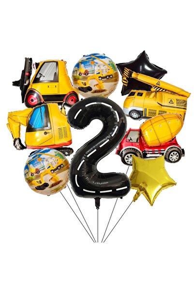 Choice3 مجموعة بالونات عيد ميلاد أخرى بتصميم حفارة وبناء، 11 قطعة - ديكور حفل...