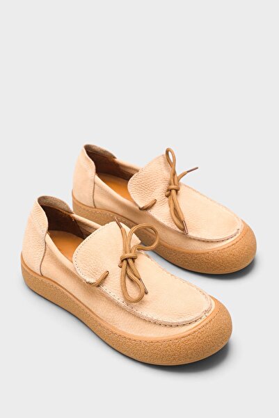 Capone Outfitters Gabi Hakiki Nubuk Deri Konfor Kadın Loafer Ayakkabı