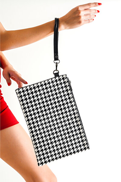 Capone Outfitters Paris Kazayağı Desenli Kadın Clutch Çanta