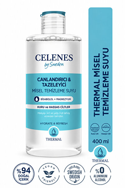 celenes by sweden ماء تنظيف ميسيلار حراري جاف وحساس، 400 مل