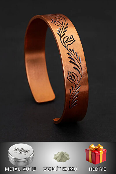 OSMANLI GÜMÜŞ Women's Copper Bracelet - Tulip Model Women's Copper Cuff Brace...