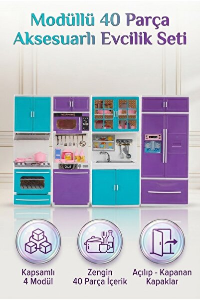 Tıfıl Toys 4 Modüllü 40 Parça Aksesuarlı Fırınlı ve Buzdolaplı Karlar Ülkesi ...