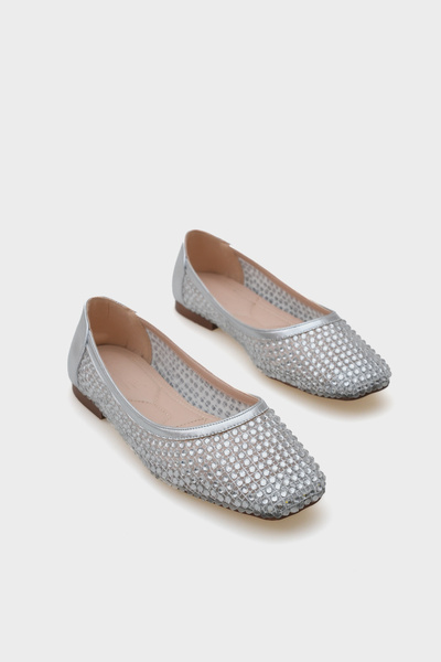 Capone Outfitters Γυναικείες κομψές μπαλαρίνες Abra Mesh Stone