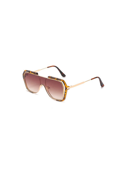 Toz Vintage Dash Oversize Geometric Leopard Frame Brown Gradient Glass Vintag...